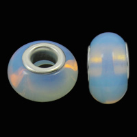 mare opale perline European, Rondella, doppio tubo senza filo in ottone, 8.5x14mm, Foro:Appross. 5mm, 100PC/borsa, Venduto da borsa
