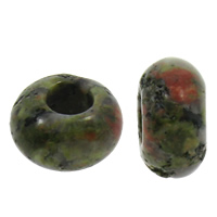 European Gemstone Pärlor, Ruby i Zoisite, Rondelle, utan troll, 8x14mm, Hål:Ca 6mm, 100PC/Bag, Säljs av Bag