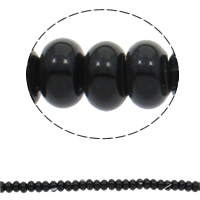 Naturlig svart agat pärlor, Rondelle, 10x6mm, Hål:Ca 1.5mm, Ca 62PC/Strand, Såld Per Ca 15.7 inch Strand