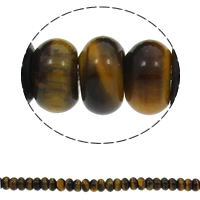 Tiger Eye Beads, Rondelle, naturlig, 10x6mm, Hole:Ca. 1.5mm, Ca. 64pc'er/Strand, Solgt Per Ca. 15.7 inch Strand