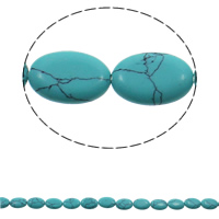 Turquoise Beads, Flat Oval, blue, 13x18x5mm, Hole:Approx 1.5mm, Approx 22PCs/Strand, Sold Per Approx 14.9 Inch Strand