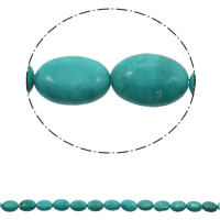 Synthetische Türkis Perle, flachoval, blau, 13x18x5mm, Bohrung:ca. 1.5mm, ca. 22PCs/Strang, verkauft per ca. 14.9 ZollInch Strang