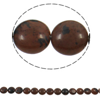 Natural Mahogany Obsidian Beads, Flat Round, 16x6mm, Hole:Approx 1.5mm, Approx 24PCs/Strand, Sold Per Approx 14.5 Inch Strand