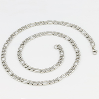 Stainless Steel Chain Necklace & figaro chain original color Length Approx 19.6 Inch Sold By Lot