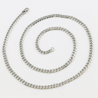 Nerezová ocel řetěz náhrdelník, Nerez, různé velikosti pro výběr & obrubník řetěz, Původní barva, Délka Cca 19.6 inch, 20přediva/Lot, Prodáno By Lot