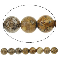 Natural Picture Jasper Beads, Round, 12mm, Hole:Approx 1.2mm, Length:Approx 15 Inch, 10Strands/Lot, Approx 32PCs/Strand, Sold By Lot