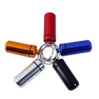 Aluminum Pill Bottle Key Chain, Column, plated, mixed colors, nickel, lead & cadmium free, 50mm, Inner Diameter:Approx 17mm, 50PCs/Lot, Sold By Lot