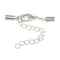 Brass Lobster Claw Cord Clasp plated & with end cap nickel lead & cadmium free Sold By Lot