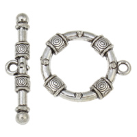 Tibetan Style Toggle Clasp, Donut, antique silver color plated, single-strand, lead & cadmium free, 25x30x15mm, 38.5x7x5mm, Hole:Approx 2mm, 20Sets/Bag, Sold By Bag