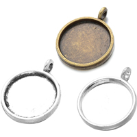 Zinc Alloy Pendant Cabochon Setting Flat Round plated nickel lead & cadmium free Approx 2.9mm Inner Approx 16mm Sold By Lot