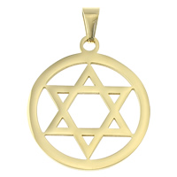 Stainless Steel Pendants, Star of David, gold color plated, 35x40x2mm, Hole:Approx 4x8mm, 10PCs/Lot, Sold By Lot