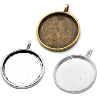 Zinc Alloy Pendant Cabochon Setting Flat Round plated nickel lead & cadmium free Approx 2.4mm Inner Approx 18mm Sold By Lot