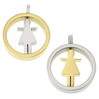 Stainless Steel Pendants, Girl, plated, more colors for choice, 24x30x6mm, Hole:Approx 5mm, 10PCs/Lot, Sold By Lot