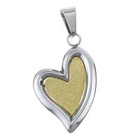 Stainless Steel Heart Pendants, plated, two tone & stardust, 21x34x3mm, Hole:Approx 5x9mm, 10PCs/Lot, Sold By Lot