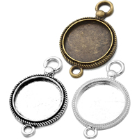 Tibetan Style Connector Setting, Flat Round, plated, 1/1 loop, more colors for choice, nickel, lead & cadmium free, 23.90x38.70mm, Hole:Approx 4.5mm,3.1mm, Inner Diameter:Approx 20mm, 100PCs/Lot, Sold By Lot
