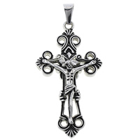 Stainless Steel Cross Pendants, Crucifix Cross, blacken, 30x54x7mm, Hole:Approx 4x8mm, 10PCs/Lot, Sold By Lot