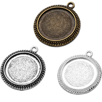 Tibetan Style Pendant Cabochon Setting, Flat Round, plated, more colors for choice, nickel, lead & cadmium free, 31.20x36.40mm, Hole:Approx 2.9mm, Inner Diameter:Approx 25mm, 100PCs/Lot, Sold By Lot