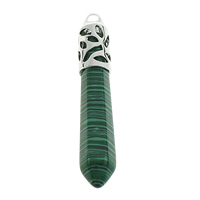 Malachite Pendants with Brass pendulum platinum color plated natural nickel lead & cadmium free Approx Sold By Lot