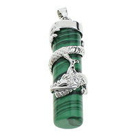 Malachite Pendant with Brass Column platinum color plated natural nickel lead & cadmium free Approx Sold By Lot