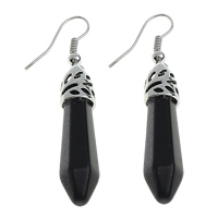 Blue Goldstone Drop Earring with Brass pendulum platinum color plated natural nickel lead & cadmium free 52mm Sold By Lot