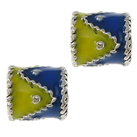 Imitation Cloisonne Zinc Alloy Beads Flower silver color plated enamel & two tone & blacken nickel lead & cadmium free Approx 1.5mm Sold By Lot