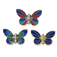 Imitation Cloisonne Tibetan Style Beads, Butterfly, plated, double-sided enamel, more colors for choice, nickel, lead & cadmium free, 21x14x6mm, Hole:Approx 2mm, 30PCs/Lot, Sold By Lot