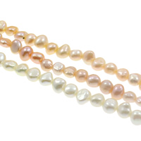 Barock kultivierten Süßwassersee Perlen, Natürliche kultivierte Süßwasserperlen, natürlich, keine, Klasse AA, 6-7mm, Bohrung:ca. 0.8mm, verkauft per ca. 15.7 ZollInch Strang