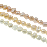 Barock kultivierten Süßwassersee Perlen, Natürliche kultivierte Süßwasserperlen, natürlich, keine, Klasse AA, 7-8mm, Bohrung:ca. 0.8mm, verkauft per ca. 15.3 ZollInch Strang