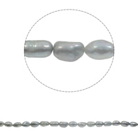 Barock kultivierten Süßwassersee Perlen, Natürliche kultivierte Süßwasserperlen, grau, Klasse AA, 7-8mm, Bohrung:ca. 0.8mm, verkauft per ca. 15.3 ZollInch Strang