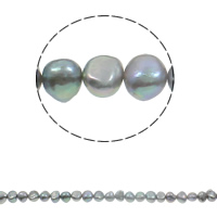 Baroko Kultūringas gėlavandenių perlų karoliukai, Gėlo vandens perlų, Barokas, tamsiai žalia, Įvertinimas A., 7-8mm, Skylė:Apytiksliai 0.8mm, Parduota už Apytiksliai 15.3 Inch Strand