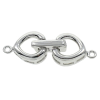 Brass Foldover Clasp Heart platinum color plated nickel lead & cadmium free Approx 1mm Sold By PC