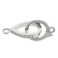Brass Fold Over Clasp platinum color plated micro pave cubic zirconia nickel lead & cadmium free Approx 2mm Sold By Bag