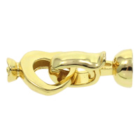 Brass Fold Over Clasp, Heart, gold color plated, nickel, lead & cadmium free, 27x8x11mm, Hole:Approx 6mm, 5PCs/Bag, Sold By Bag