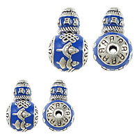 Tibetan Style 3-Hole Guru Bead Set, Drum, silver color plated, imitation cloisonne & Buddhist jewelry & om mani padme hum & different size for choice & enamel & blacken, blue, nickel, lead & cadmium free, 20PCs/Lot, Sold By Lot