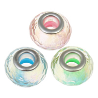 Resin European Beads Rondelle platinum color plated brass double core without troll & faceted Approx 5mm Sold By Bag