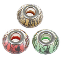 Resin European Beads Rondelle platinum color plated brass double core without troll & faceted Approx 5mm Sold By Bag