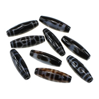 Natürliche Tibetan Achat Dzi Perlen, gemischt, 11.5-13x35-38mm, Bohrung:ca. 2-3mm, 5PCs/Menge, verkauft von Menge