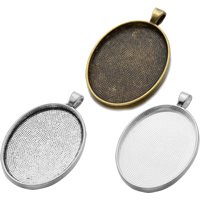 Tibetan Style Pendant Cabochon Setting, Flat Oval, plated, more colors for choice, nickel, lead & cadmium free, 30.40x50.40mm, Hole:Approx 5mm, Inner Diameter:Approx 30x40mm, 100PCs/Lot, Sold By Lot