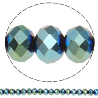 Perles de cristal rondelle, imitation de cristal CRYSTALLIZED™, couleur métallique plaquée, 6x8mm, Trou:Environ 1.5mm, Longueur 16 pouce, 10Strandstoron/sac, Vendu par sac
