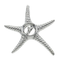 Brass Peg Bail, Starfish, platinum color plated, nickel, lead & cadmium free, 19x20x5mm, Hole:Approx 2x5mm, 20PCs/Bag, Sold By Bag