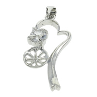 Brass Peg Bail Heart platinum color plated with cubic zirconia nickel lead & cadmium free Approx Sold By Bag