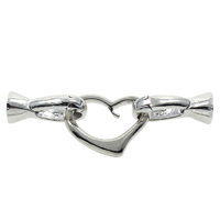 Brass Fold Over Clasp Heart platinum color plated with 925 logo nickel lead & cadmium free Approx 5mm Sold By Bag