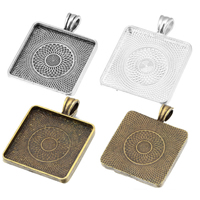 Tibetan Style Pendant Cabochon Setting, Square, plated, more colors for choice, nickel, lead & cadmium free, 32x41.50mm, Hole:Approx 6.9mm, Inner Diameter:Approx 30mm, 100PCs/Bag, Sold By Bag