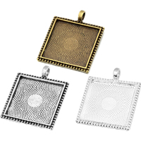 Zinc Alloy Pendant Cabochon Setting Square plated nickel lead & cadmium free Approx 4.3mm Inner Approx 25mm Sold By Lot