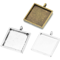 Zinc Alloy Pendant Cabochon Setting Square plated nickel lead & cadmium free Approx 2.9mm Inner Approx 16mm Sold By Lot