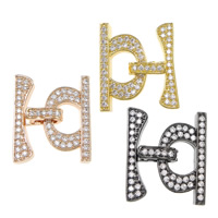 Brass Fold Over Clasp, plated, micro pave cubic zirconia, more colors for choice, nickel, lead & cadmium free, 20x24x5.50mm, Hole:Approx 3x1.5mm, 10PCs/Lot, Sold By Lot