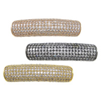 Cubic Zirconia Micro Pave Brass Beads Curved Tube plated micro pave cubic zirconia & hollow nickel lead & cadmium free Approx Sold By Lot
