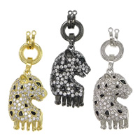 Cubic Zirconia Micro Pave Brass Pendant, Animal, plated, micro pave cubic zirconia & enamel & double-hole & hollow, more colors for choice, nickel, lead & cadmium free, 61mm, 22x34x15mm, 14x2mm, Hole:Approx 1mm, 1.5mm, 3PCs/Lot, Sold By Lot