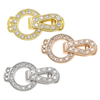 Brass Fold Over Clasp, plated, micro pave cubic zirconia, more colors for choice, nickel, lead & cadmium free, 21mm, 13x11x1.5mm, 13x6x5mm, Hole:Approx 0.8mm, 20PCs/Lot, Sold By Lot