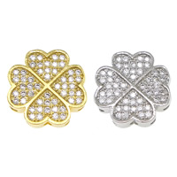 Cubic Zirconia Micro Pave Brass Beads, Flower, plated, multihole & micro pave cubic zirconia, more colors for choice, nickel, lead & cadmium free, 12x12x3mm, Hole:Approx 1mm, 20PCs/Lot, Sold By Lot